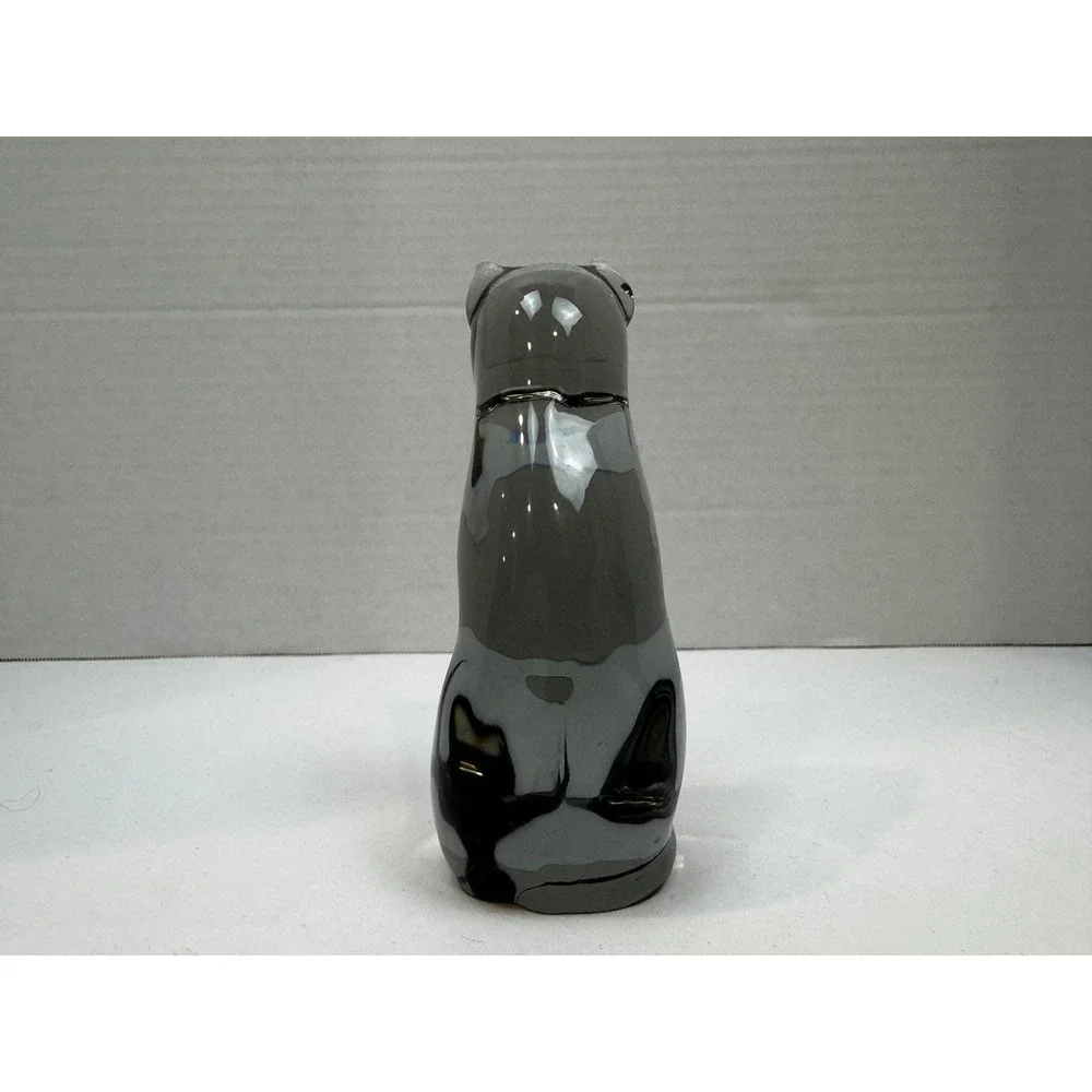 Vintage Smoky Grey Reijmyre Glass Cat Figurine Feline Paperweight MCM Sweden